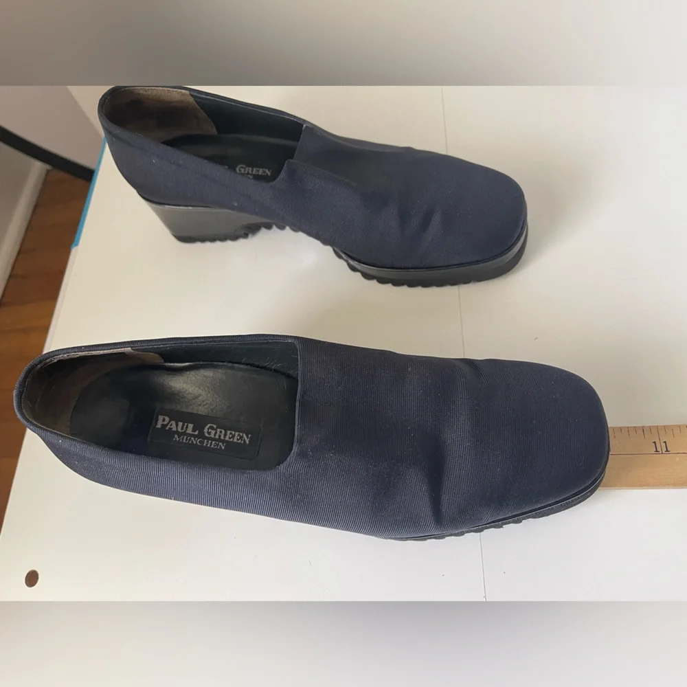 Paul Green Y2K Chunky Platform Wedge Loafer Navy Black 7.5